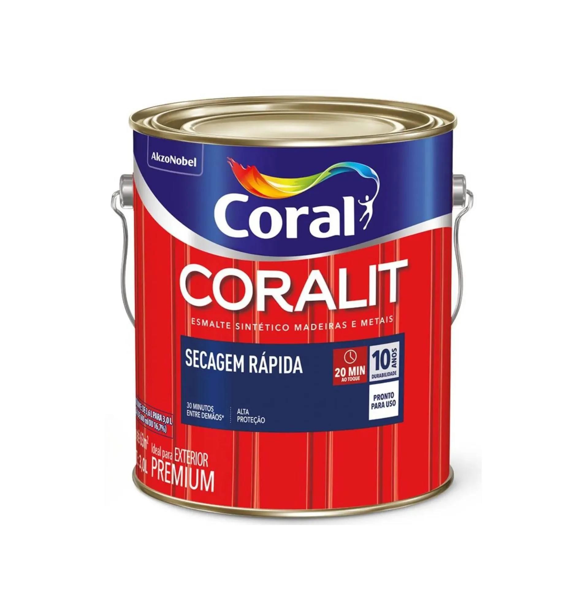 ESMALTE SECAGEM RAPIDA BRILHANTE BRANCO CORALIT - 3L