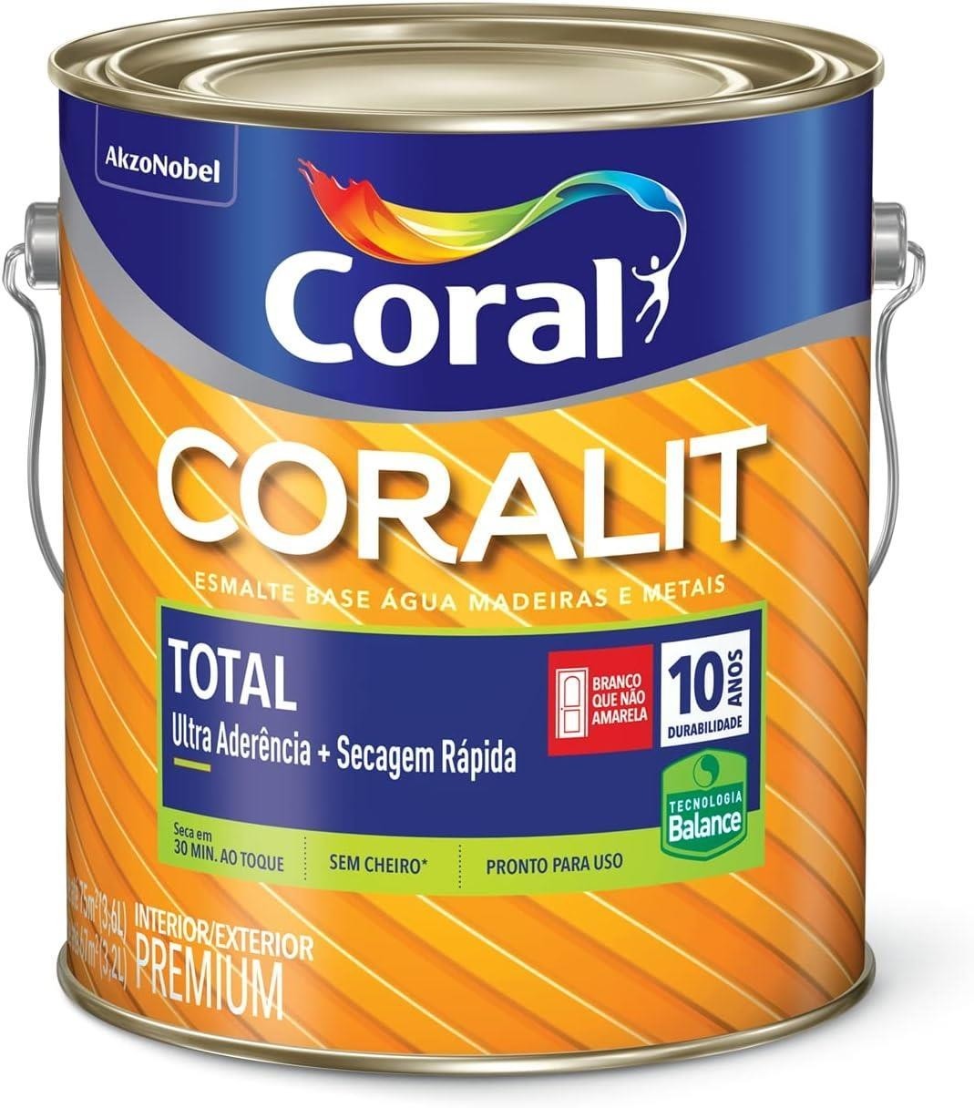 ESMALTE BASE D AGUA ACETINADO BRANCO CORAL- 3,6L