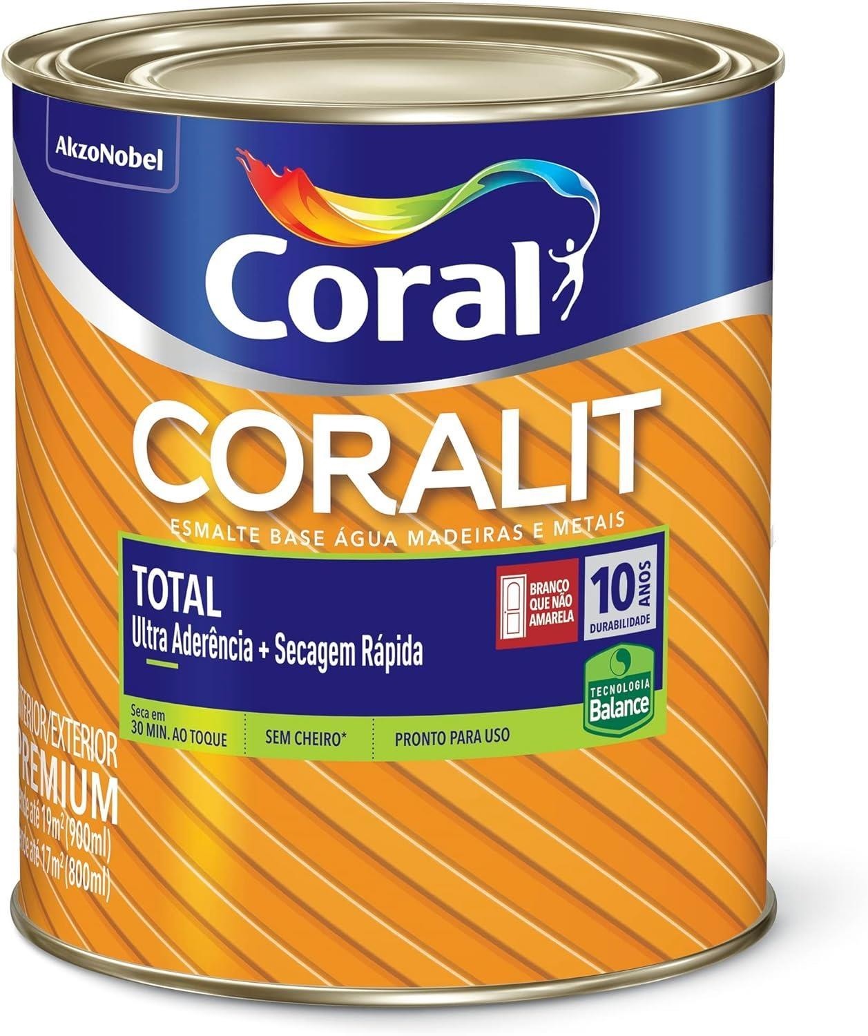 ESMALTE BASE D AGUA BRILHANTE BRANCO CORAL- 900ML